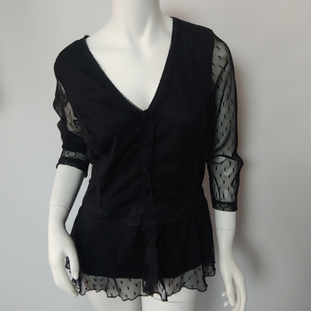 Apostrophe Black Lace Blouse Medium